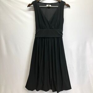Ann Taylor‎ LOFT Womens Black V Neck Tie Waist Bubble Hem Cocktail Dress Size 8P